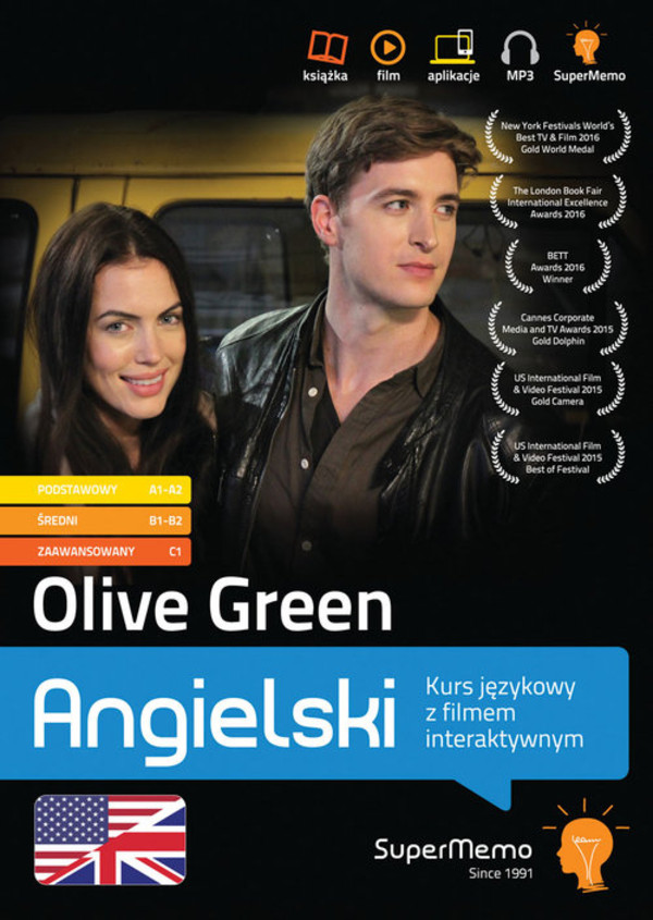 Olive Green Kurs językowy z filmem interaktywnym. Poziom podstawowy A1-A2 średni B1-B2 oraz zaawansowany