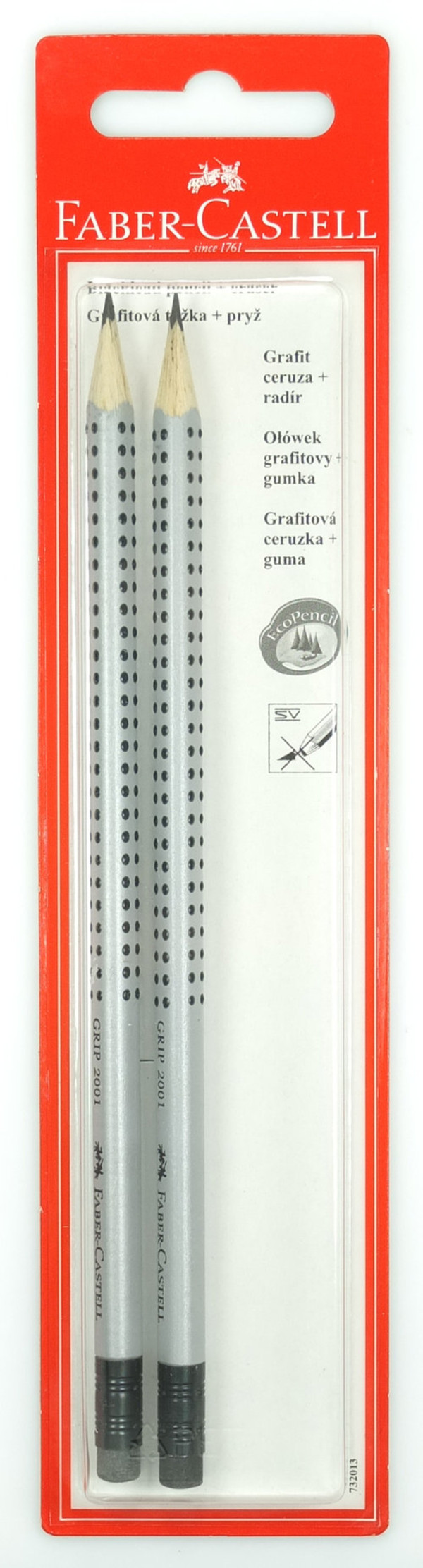 Ołówek Grip 2001 HB, B z gumką 2 sztuki
