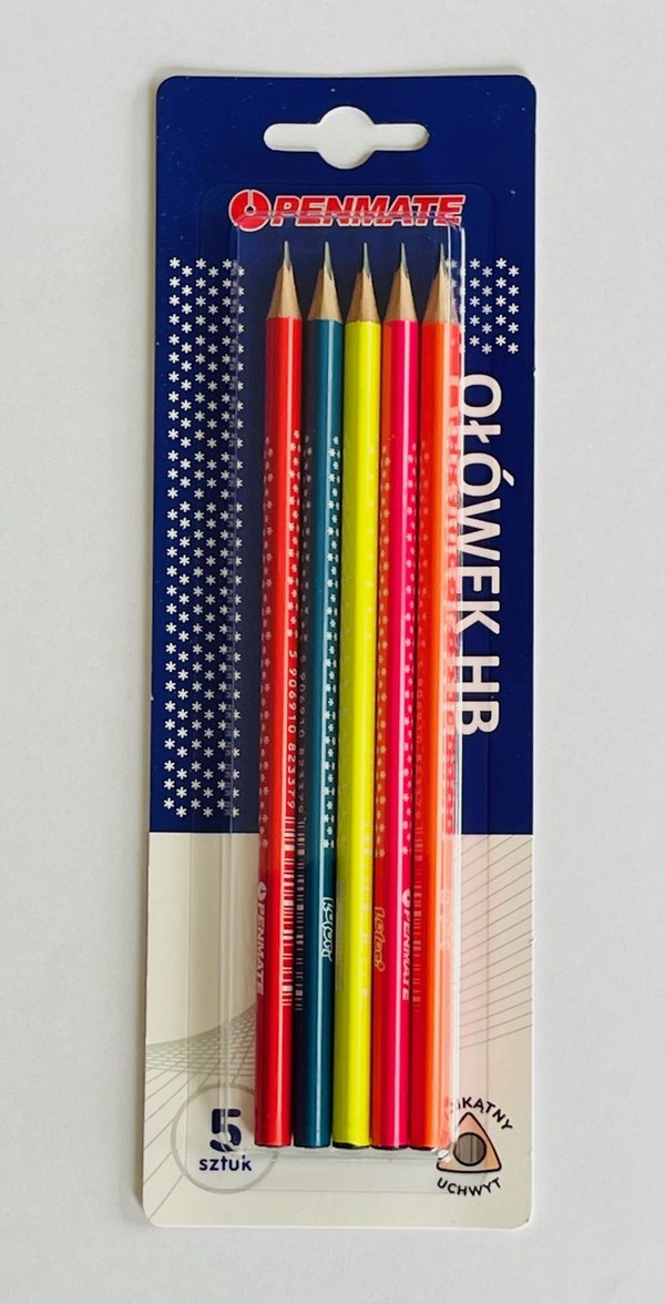 Ołówek trójkątny gwiazdki penmate 5 sztuk blister mix kolorów