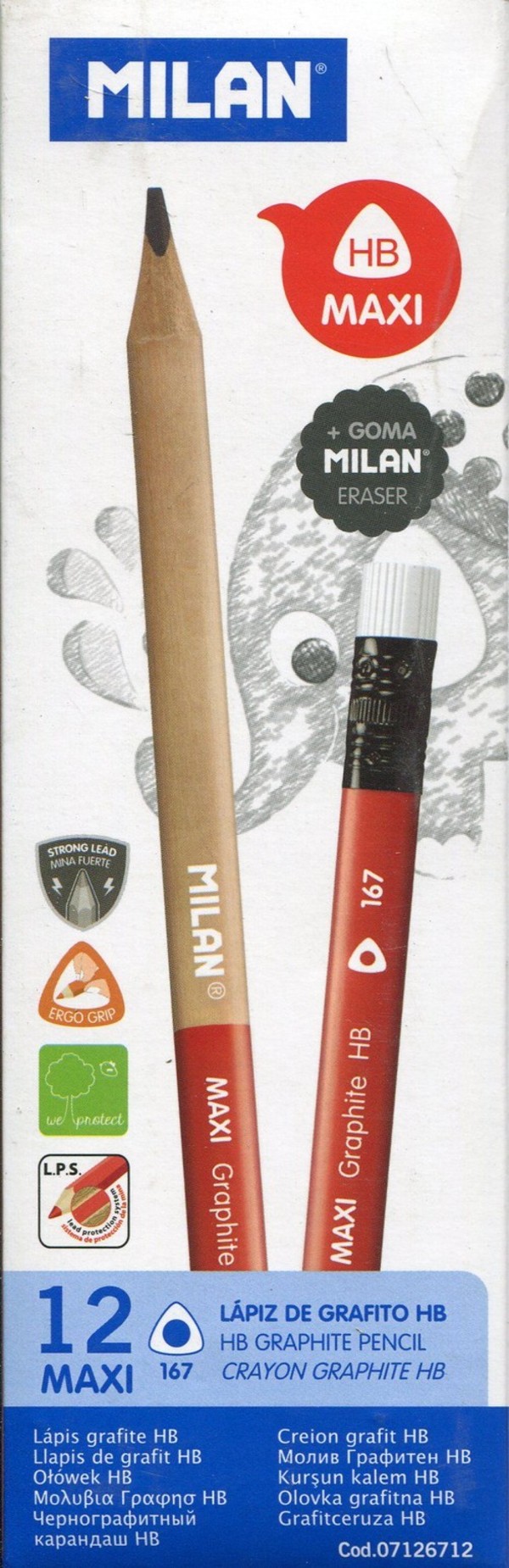 Ołówek trójkątny Maxi HB z gumką 12 sztuk