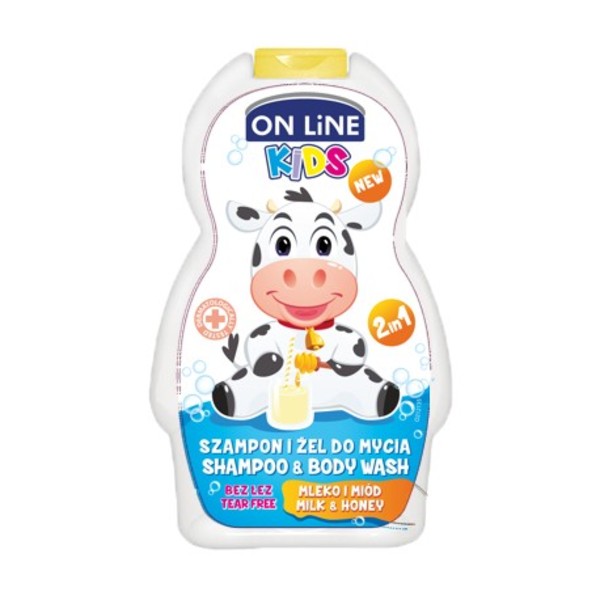 On Line Kids - Mleko i Miód Szampon i żel do mycia ciała 2w1
