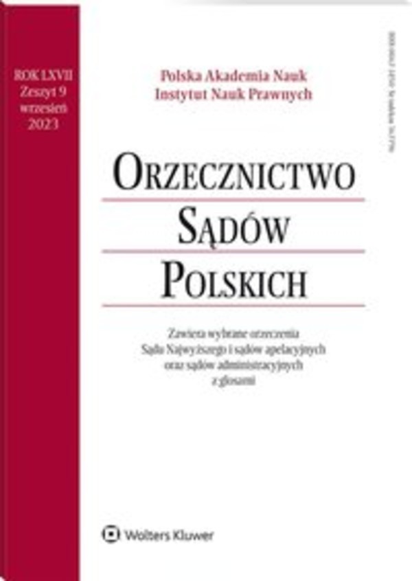 Orzecznictwo Sądów Polskich. Numer 9/2023 - pdf 202309