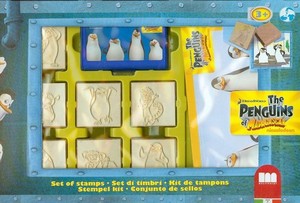 Pieczątki w walizce Pingwiny z Madagaskaru 7 sztuk