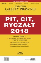 Okładka:PIT, CIT, ryczałt 2018. Podatki część 1 