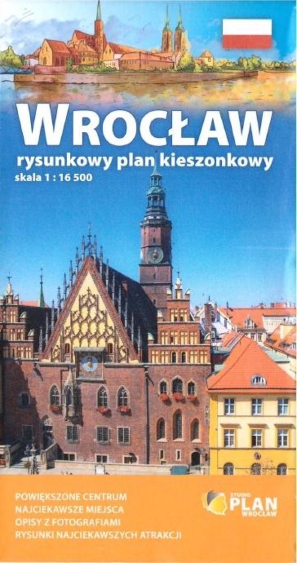 Wrocław Plan kieszonkowy rysunkowy Skala: 1:16 500