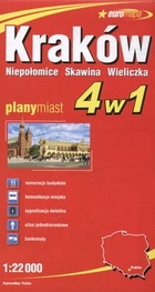 Plan miasta. Kraków 4 w 1 Skala 1:22 000