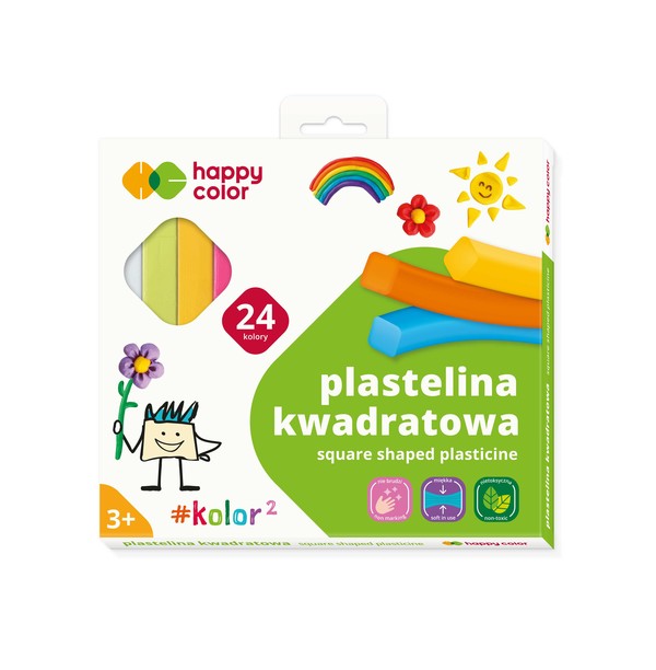 Plastelina szkolna kwadratowa 24 kolory happy color