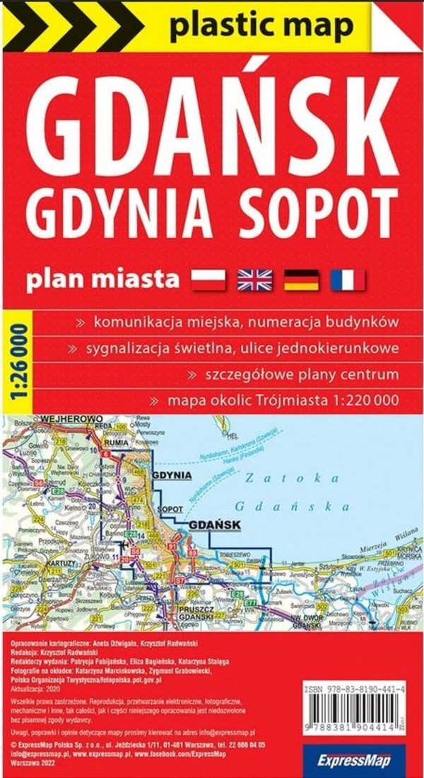 Plastic map Gdańsk Gdynia Sopot 1:26 000