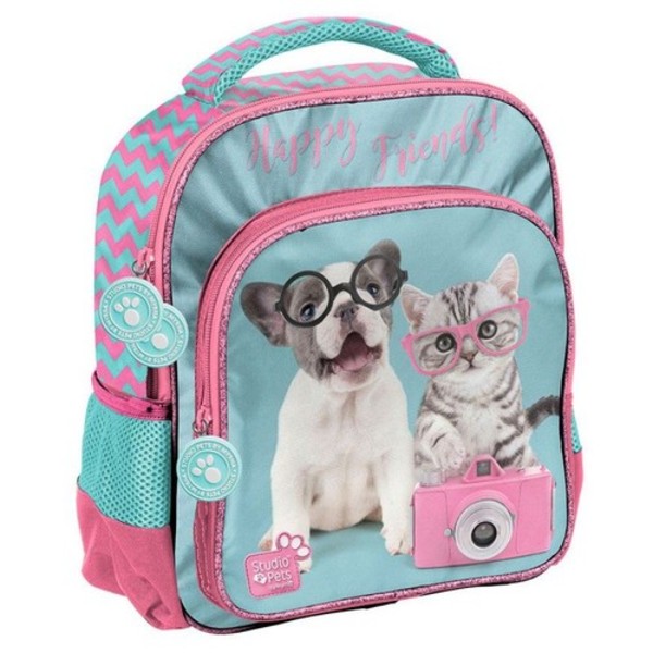 Plecak szkolny Studio Pets błękitno-różowy Happy Friends