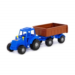 Traktor Majster niebieski z przyczepą Nr1 w siatce