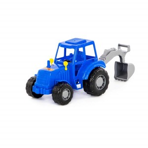 Traktor-koparka Majster niebieski w siatce
