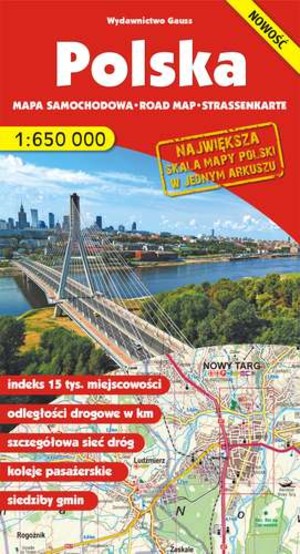 Polska Mapa samochodowa Skala 1:650 000