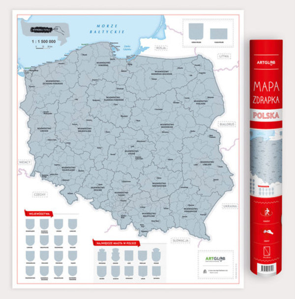 Polska mapa zdrapka Skala: 1:1 500 000