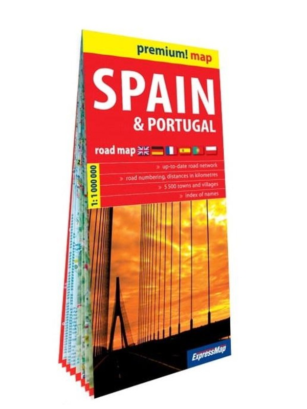 Premium! map Spain and Portugal Road Map