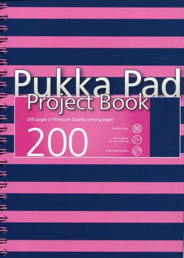 Project Book Navy A4 200 kartek kratka różowy 3 sztuki