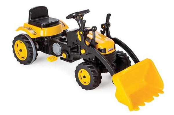Traktor na pedały z łyżką żółty