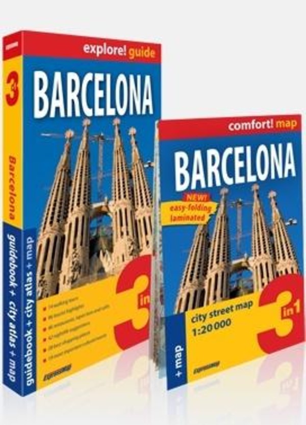 Explore! guide Barcelona 3w1 (Przewodnik + atlas miasta + mapa)