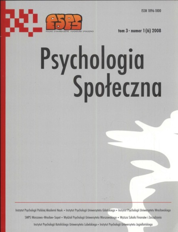 Pschychologia społeczna tom 3 numer 1(6)208