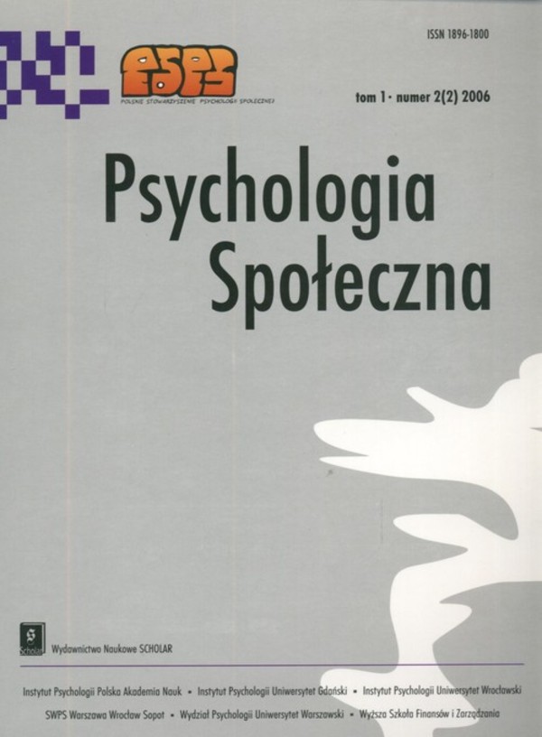 Psychologia społeczna Tom1 Numer 2/2006
