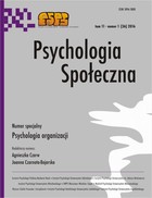 Psychologia Spoleczna nr 1(36)/2016 - Anna Szabowska-Walaszczyk, Anna Maria Zawadzka: Dopasowanie na wymiarach potrzeb wzrostu i bezpieczeństwa a zaangażowanie w pracę