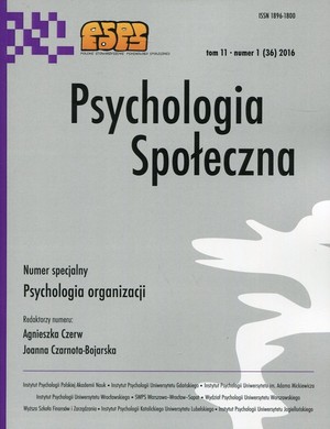 Psychologia Społeczna Tom 11 1(36) 2016