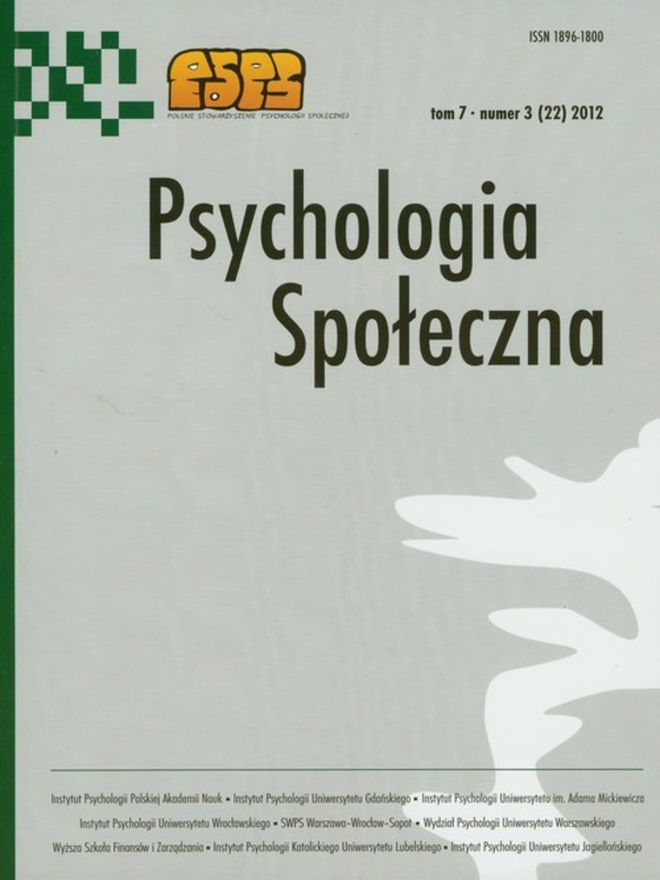 Psychologia społeczna tom 3/2012