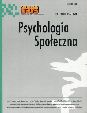 Psychologia społeczna tom 8 4(27) 2013