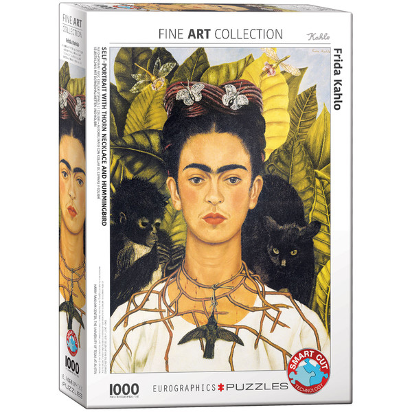 Puzzle Autoportret z cierniowym naszyjnikiem i kolibrem Frida Kahlo 1000 elementów