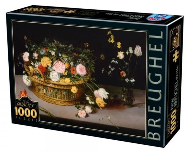 Puzzle Brueghel, Kwiaty w drewnianym naczyniu 1000 elementów