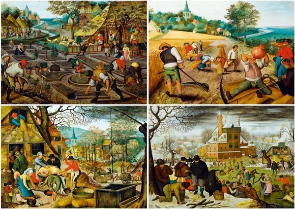 Puzzle Cztery pory roku, Pieter Brueghel 1000 elementów
