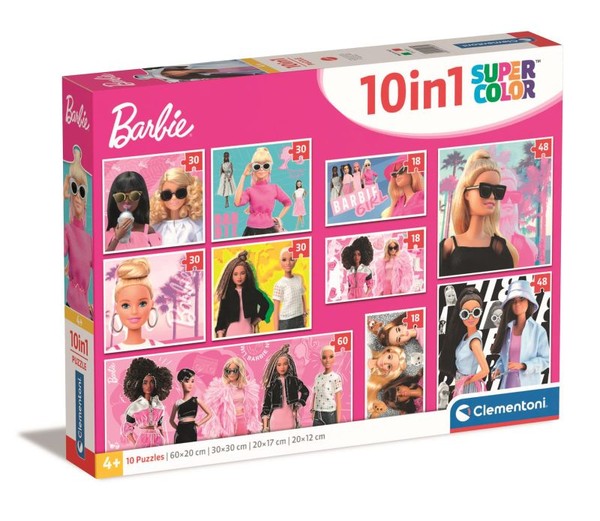 Puzzle 10w1 Barbie 3x18, 4x30, 2x48, 1x60 elementów