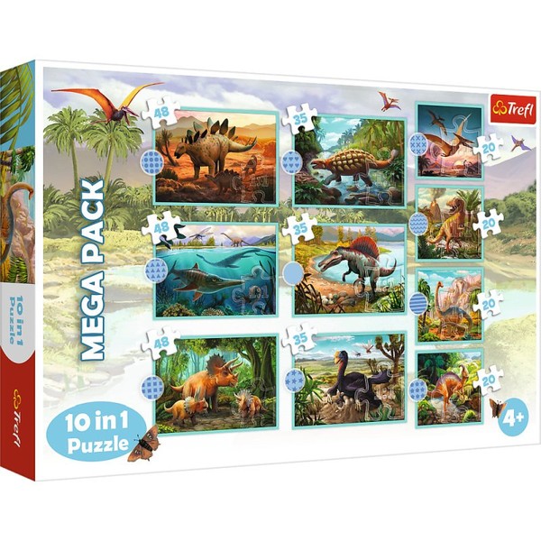 Puzzle 10w1 W świecie dinozaurów 4x20, 3x35 i 3x48 elementów