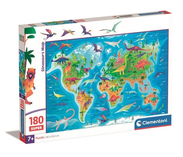 Puzzle Mapa z dinozaurami 180 elementów