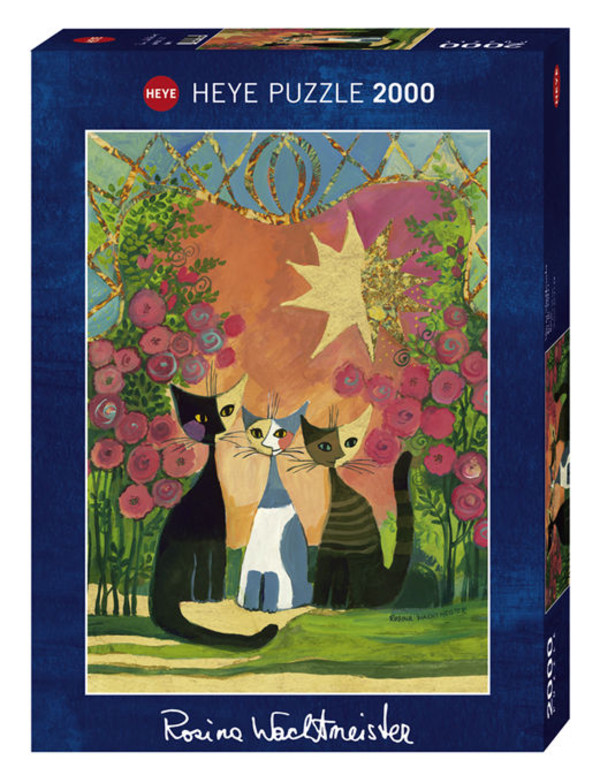 Puzzle Rosina Wachtemeister Rodzinka kotów z różami 2000 elementów