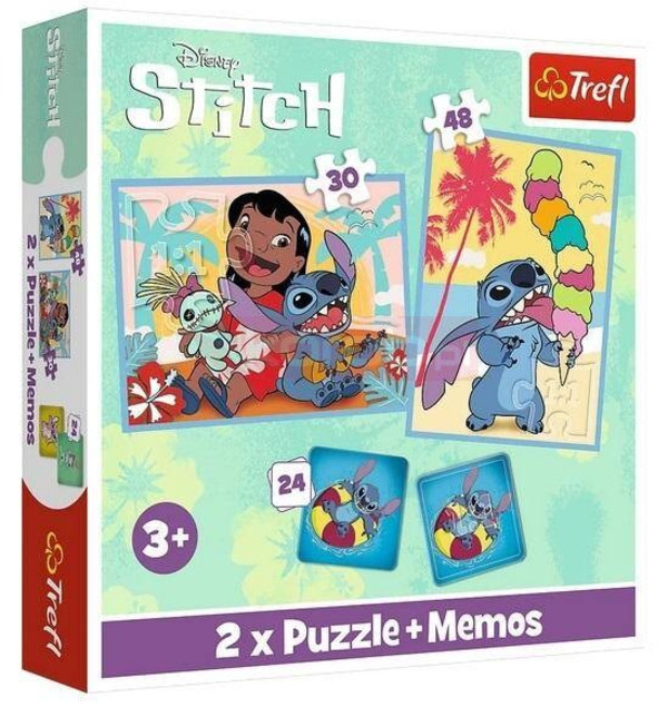 Puzzle 30, 48 elementów + Gra Memo Wesoły dzień Lilo & Stitch