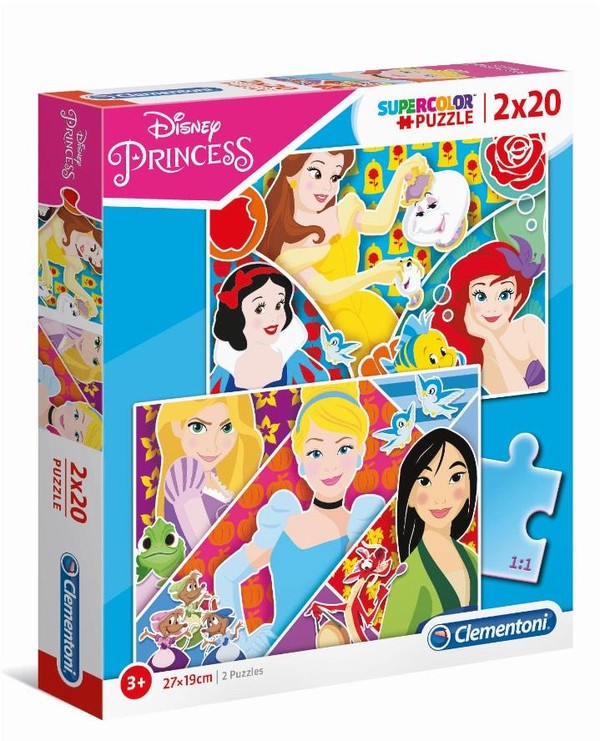 Puzzle Disney Princess Super Color - 2x20 elementów