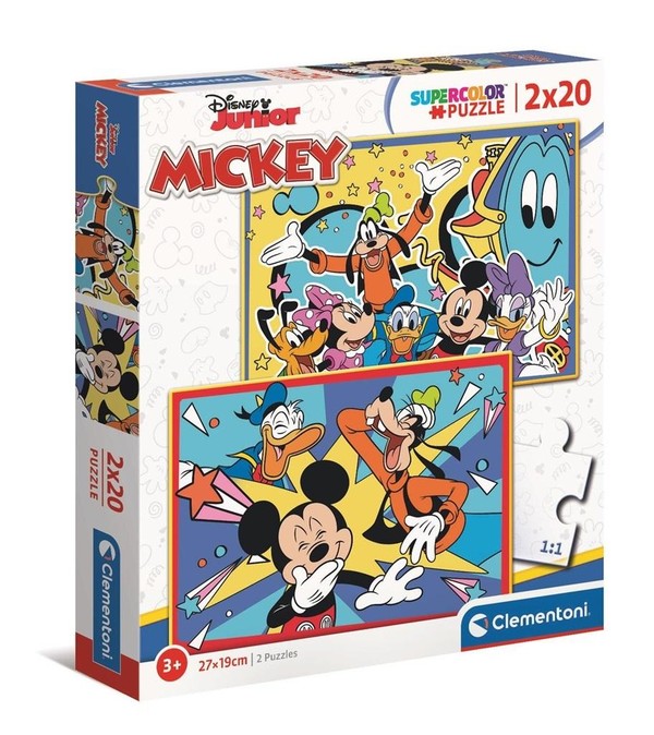 Puzzle Super Color Mickey 2x20 elementów