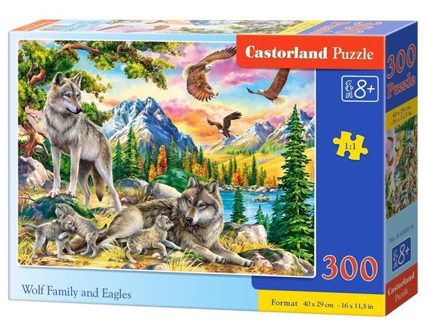 Puzzle Rodzina wilków i orły 300 elementów