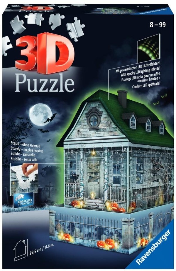 Puzzle 3D Nawiedzony dom świecący w ciemności 216 elementów