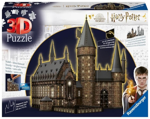 Puzzle 3D Budynki nocą Zamek Hogwart 540 elementów