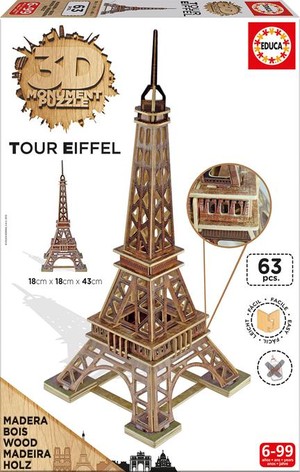 Puzzle Monument Wieża Eiffla 3D - 63 elementy