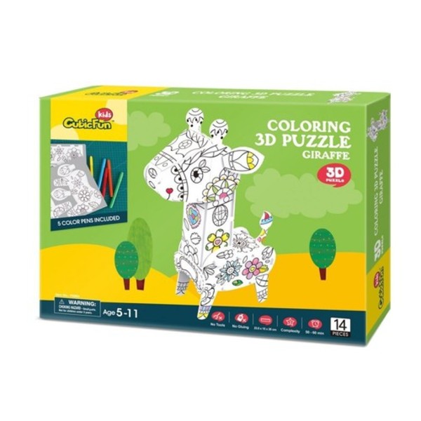 Puzzle 3D żyrafa do kolorowania