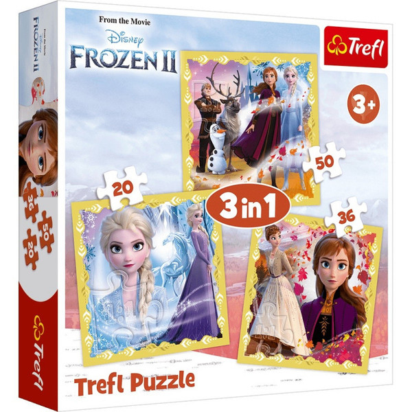 Puzzle 3w1 Moc Anny i Elsy Frozen 2 - 20, 36, 50 elementów
