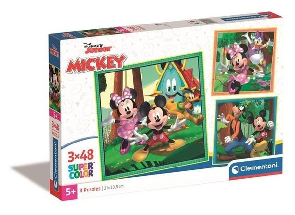 Puzzle Super Kolor Myszka Mickey 3x48 elementów