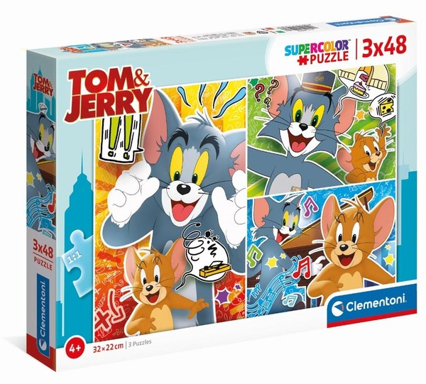 Puzzle Super Kolor Tom&Jerry 3x48 elementów
