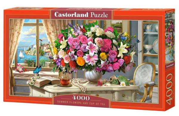 Puzzle Letnie Kwiaty i kubek herbaty 4000 elementów