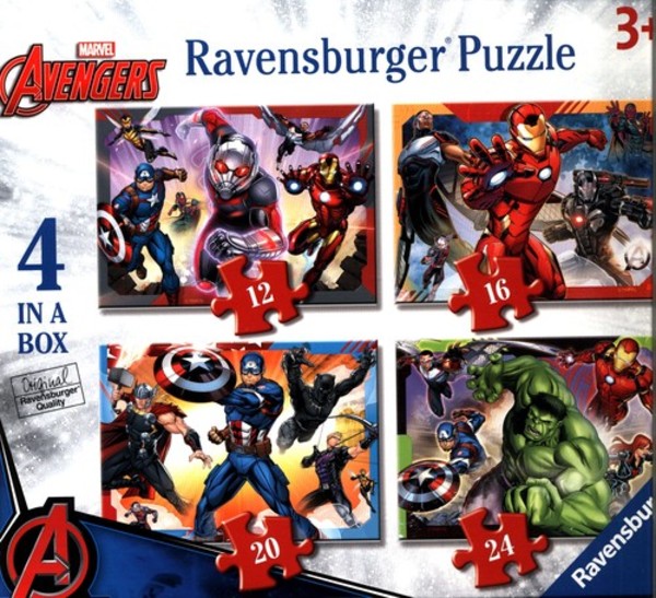 Puzzle 4w1 Avengers 12, 16, 20, 24 elementy