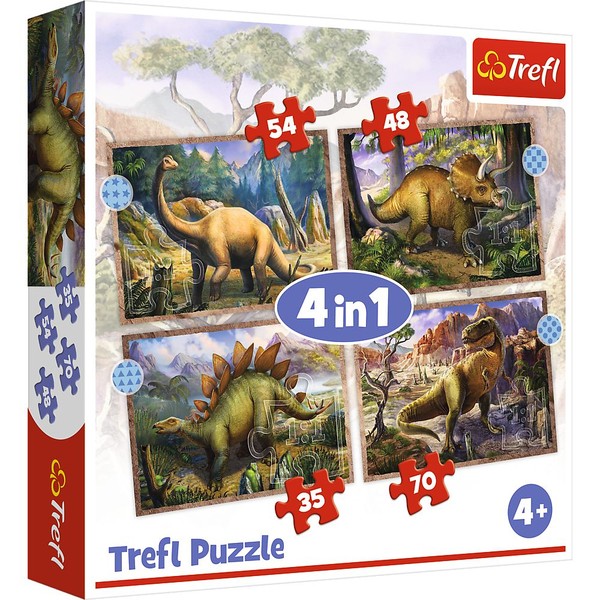 Puzzle 4w1 Ciekawe dinozaury 35, 48, 54 i 70 elementów