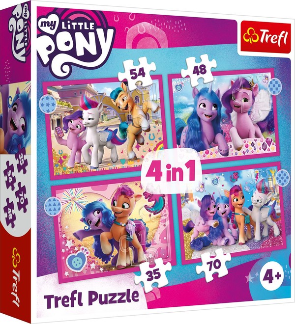 Puzzle 4w1 Kolorowe Kucyki Pony 35, 48, 54 i 70 elementów