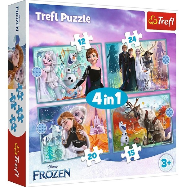 Puzzle 4w1 Niezwykły świat Frozen 12, 15, 20 i 24 elementy